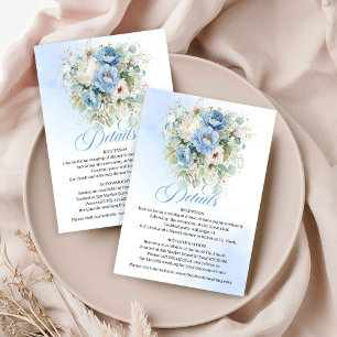 Rustic Pastel Blue Peonies Greenery Details Enclosure Card