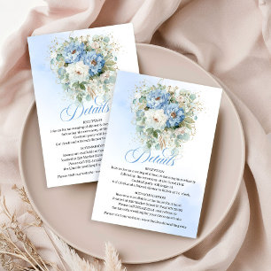 Rustic Pastel Blue Peonies Greenery Wedding Detail Enclosure Card