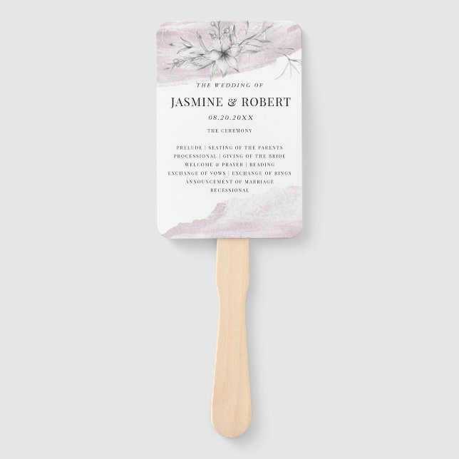 rustic pastel botanics wedding hand fan (Front)