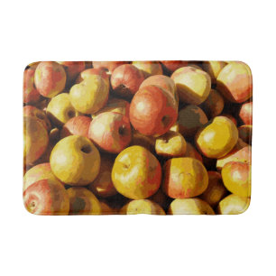 Rustic Pastel Colourful Fall Apple Orchard Harvest Bath Mat