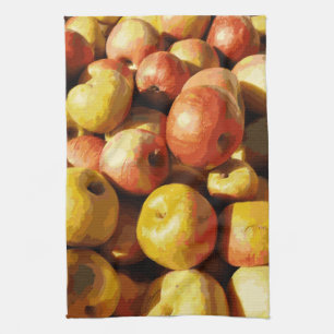 Rustic Pastel Colourful Fall Apple Orchard Harvest Tea Towel