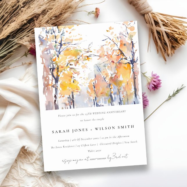 Rustic Pastel Fall Landscape Wedding Anniversary Invitation (Creator Uploaded)