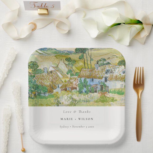 Rustic Pastel Fields Mountain Landscape Wedding Paper Plate (Wedding)
