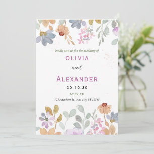 Rustic Pastel Floral Brunch wedding Invitation