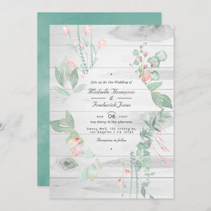 Rustic Pastel Greenery Country Garden Wedding Invitation