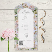 Rustic Pastel Hydrangeas Periwinkle Arch QR Code