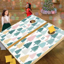 Rustic Pastel Pine Trees Monogrammed Christmas