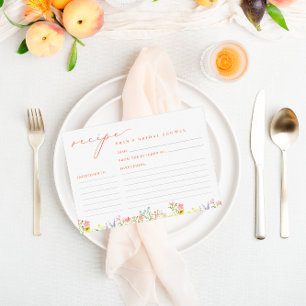 Rustic Pastel Wildflower Bridal Shower Recipe Card