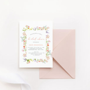 Rustic Pastel Wildflower Frame Bridal Shower Invitation