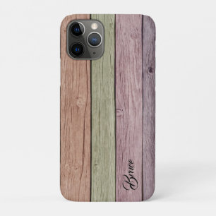Rustic Pastel Wood Plank Customisable Name  Case-Mate iPhone Case