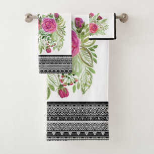 Rustic patchwork bath towel set