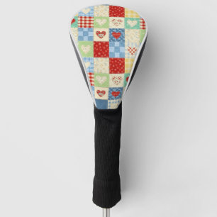 Rustic Patchwork Hearts Picnic Pattern (1) Golf Head Cover