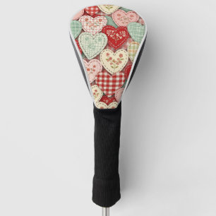 Rustic Patchwork Hearts Picnic Pattern (3) Golf Head Cover