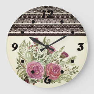 Rustic patchwork large clock