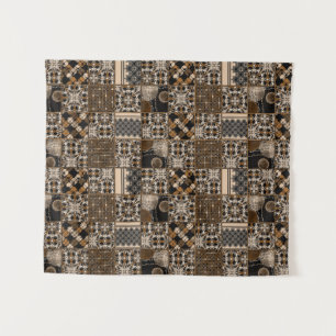 Rustic patchwork pattern tapestry