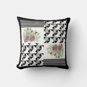 Rustic, patchwork, roses cushion