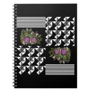 Rustic, patchwork, roses notebook