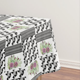 Rustic, patchwork, roses tablecloth