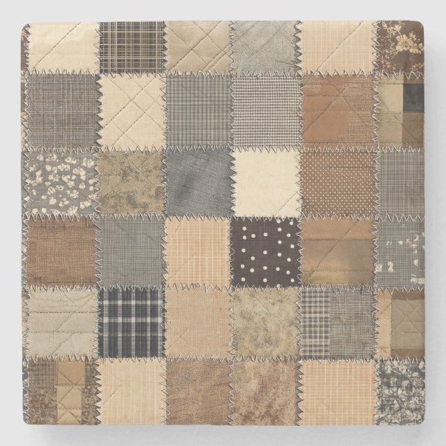Rustic Patchwork Stone Coaster (Front)