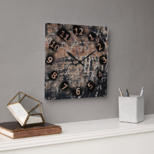 Rustic Patina Texture Workshop Garage Square Wall Clock