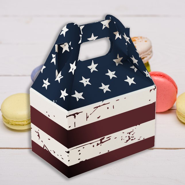 Rustic Patriotic American Flag USA Stars Stripes  Favour Box (Creator Uploaded)