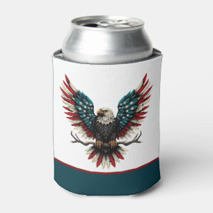 Rustic patriotic American/USA bald eagle Can Cooler