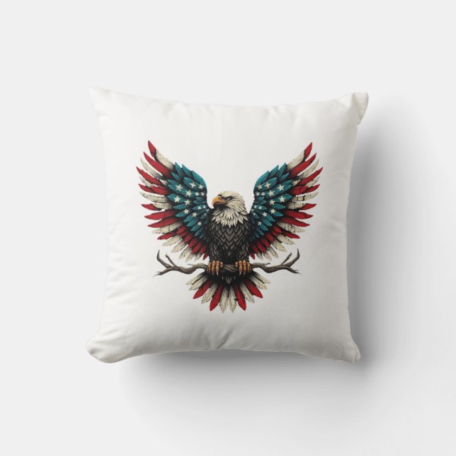 Rustic patriotic American/USA bald eagle Cushion (Front)