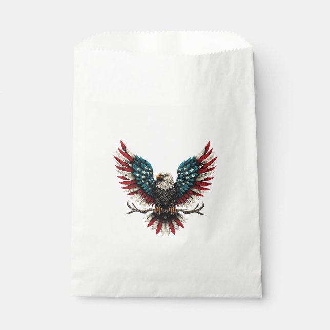 Rustic patriotic American/USA bald eagle Favour Bags (Front)