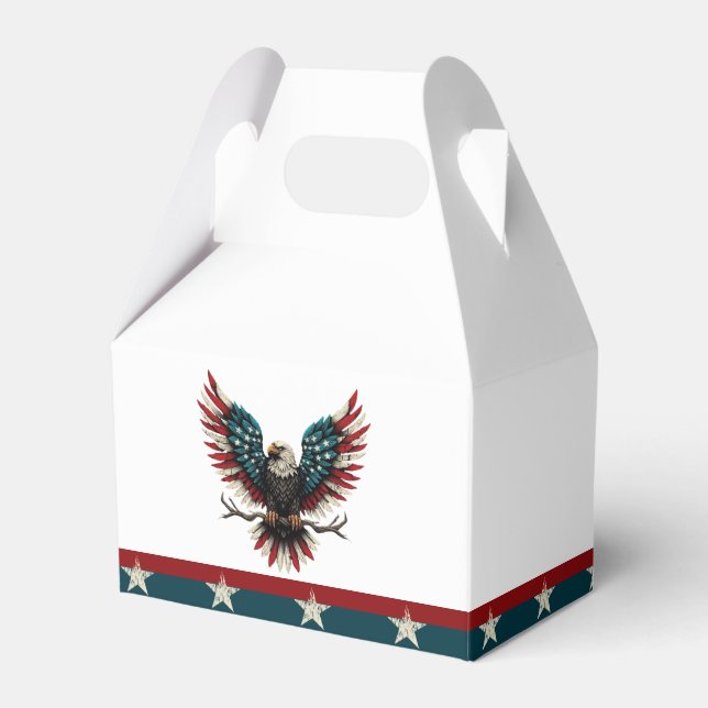 Rustic patriotic American/USA bald eagle Favour Box (Front Side)