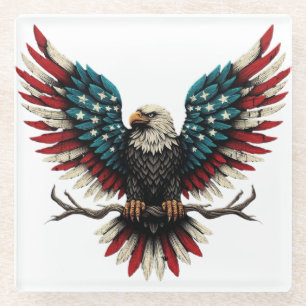 Rustic patriotic American/USA bald eagle Glass Coaster
