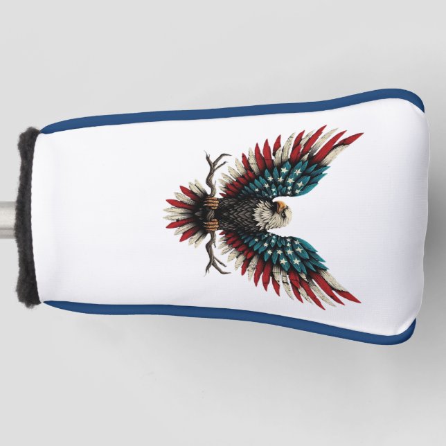 Rustic patriotic American/USA bald eagle Golf Head Cover (Front)