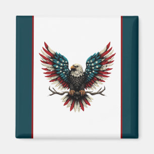 Rustic patriotic American/USA bald eagle Magnet