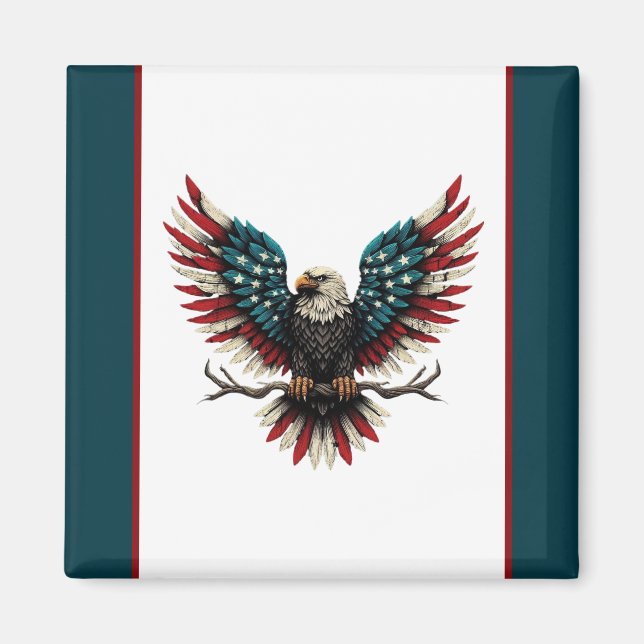Rustic patriotic American/USA bald eagle Magnet (Front)