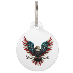 Rustic patriotic American/USA bald eagle Pet Tag