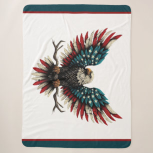 Rustic patriotic American/USA bald eagle Sherpa Blanket
