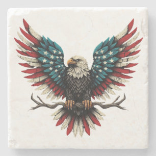 Rustic patriotic American/USA bald eagle Stone Coaster
