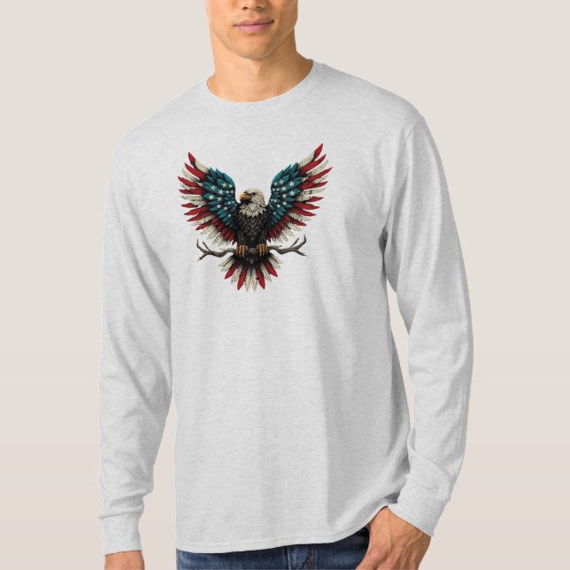 Rustic patriotic American/USA bald eagle T-Shirt (Front)