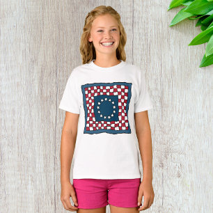 Rustic Patriotic Americana Quilt Pattern USA Art  T-Shirt