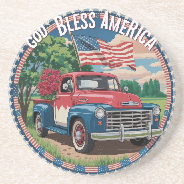 Rustic Patriotic Independence Day Coaster (Front)