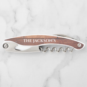 Rustic Pattern Monogram Bottle Corkscrew