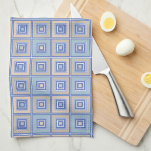 Rustic pattern of squares in patchwork style tea towel