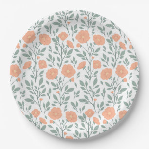 Rustic pattern with pink flowers  paper plate