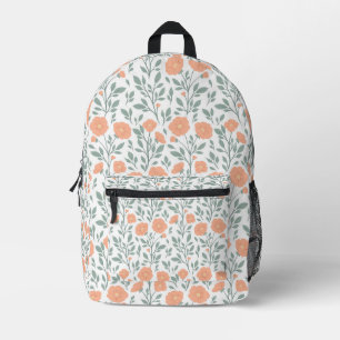 Rustic pattern with pink flowers printed backpack