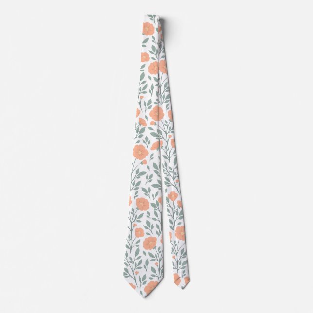 Rustic pattern with pink flowers  tie (Front)