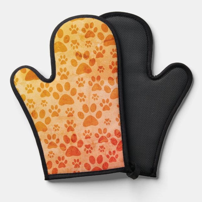 Rustic Paw Prints Pattern Oven Mitt (Front/Back)