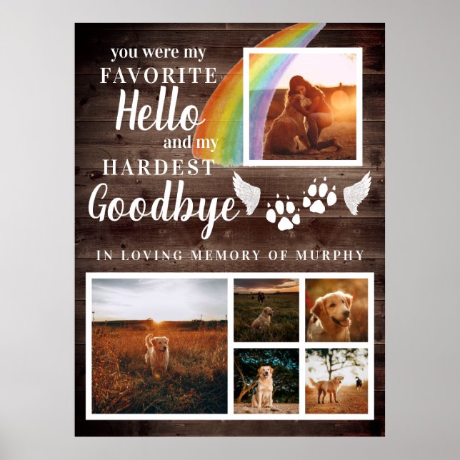 Rustic Paw Prints Personalised Pet Memorial Photo (Front)