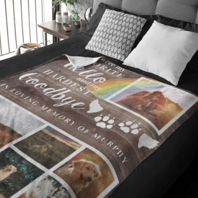 Rustic Paw Prints Personalised Pet Memorial Photo Fleece Blanket (Creator Uploaded)