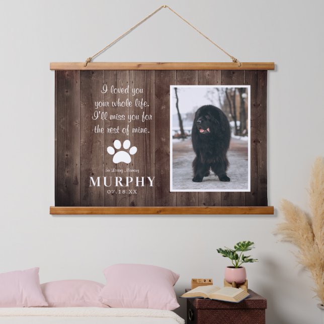 Rustic Paw Prints Personalised Pet Memorial Photo Hanging Tapestry (Bedroom)