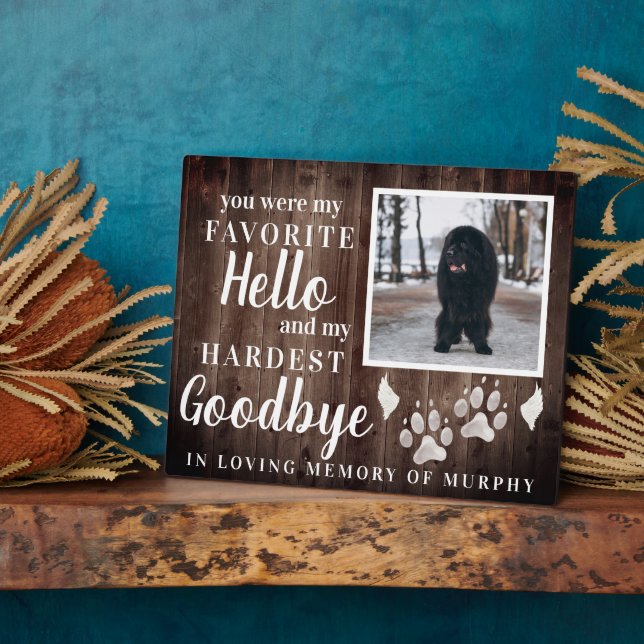 Rustic Paw Prints Personalised Pet Memorial Photo Plaque (Side)