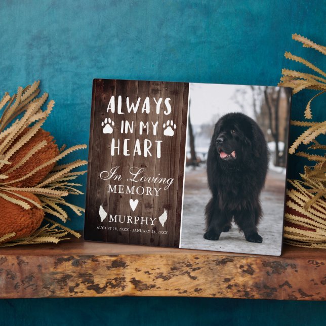 Rustic Paw Prints Personalised Pet Memorial Photo Plaque (Side)